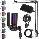 Midex V6 RGB Set USB Oyuncu ve Yayıncı Mikrofonu Condenser Stüdyo (Kayıt Gaming Tiktok Twitch Canlı yayın Discord Youtube)