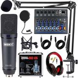 Midex Wizard Paket-4 Cx2 Stüdyo Mikrofon Mdx-07 FXU Stüdyo Kayıt Mikseri Kulaklık Ekipman Seti - Mat Gri