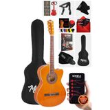 Midex XC-120BRW Akustik Gitar, 4/4 Full Set, Kahverengi, Gül Klavye, Sap Ayarlı