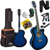 Midex XC-200BL Kaliteli Akustik Gitar Seti 40 İnç 4/4 Yetişkin Full Set - Mavi