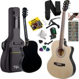 Midex XC-200NT Kesik Kasa Profesyonel Akustik Gitar 4/4 Yetişkin Üst Segment (Gigbag Çanta Tuner Capo Askı Pena) - Naturel