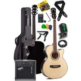 Midex XC-300XNT-AMP Profesyonel AMFİLİ Elektro Akustik Gitar (Amfi Gigbag Çanta Tuner Capo Askı Jak Kablo Pena)