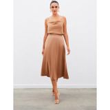 Midi Boy Saten Etek - Camel
