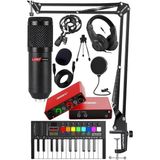 Midi Paket-1 Stüdyo Ekipmanları Seti Ses Kartı Midi Klavye Mikrofon Kulaklık