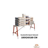 Midilli Alüminyum Gövdeli Çelik Ayaklı Teleskopik Katlanır İnşaat İskelesi - 400 Kg Taşıma Kapasitesi 100x24x160cm Merdiven 93455534