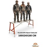 Midilli Alüminyum Gövdeli Çelik Ayaklı Teleskopik Katlanır İnşaat İskelesi - 400 Kg Taşıma Kapasitesi 100x24x160cm