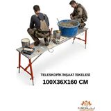 Midilli Alüminyum Gövdeli Çelik Ayaklı Teleskopik Katlanır Inşaat Iskelesi - 400 kg Taşıma Kapasitesi 100X36X160CM - Kırmızı