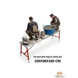 Midilli Alüminyum Gövdeli Çelik Ayaklı Teleskopik Katlanır İnşaat İskelesi - 400 Kg Taşıma Kapasitesi 100x36x160cm Merdiven 93455541