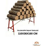 Midilli Alüminyum Gövdeli Çelik Ayaklı Teleskopik Katlanır İnşaat İskelesi - 400 kg Taşıma Kapasitesi 110X36X160CM - Kırmızı