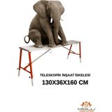 Midilli Alüminyum Gövdeli Çelik Ayaklı Teleskopik Katlanır Inşaat Iskelesi - 400 kg Taşıma Kapasitesi 130X36X160CM - Kırmızı