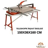 Midilli Alüminyum Gövdeli Çelik Ayaklı Teleskopik Katlanır İnşaat İskelesi - 400 kg Taşıma Kapasitesi 150X36X160CM - Kırmızı