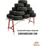Midilli Alüminyum Gövdeli Çelik Ayaklı Teleskopik Katlanır Inşaat Iskelesi - 400 kg Taşıma Kapasitesi 150X48X160CM - Kırmızı