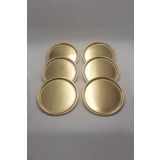 Midilli Home 6'lı Gold Metal Dekoratif Servis Tepsisi, Çay Ve Kahve Tepsisi, Pasta Ve Tatlı Sunum Tepsisi 22cm