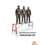 Midilli Teleskopik Alüminyum Gövdeli Çelik Ayaklı Teleskopik Katlanır İnşaat İskelesi - 400 Kg Taşıma Kapasitesi 100x24x160cm