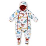 Midimod Erkek Bebek Astronot Tulum Dinozor Baskılı Fermuarlı Kapüşonlu Long Sleeve Lastikli - Desenli