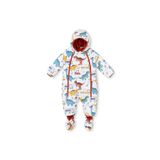 Midimod Erkek Bebek Astronot Tulum Dinozor Baskılı Fermuarlı Kapüşonlu Long Sleeve Lastikli