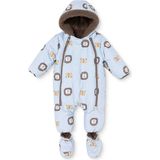 Midimod Erkek Bebek Astronot Tulum Hayvan Baskılı Fermuarlı Kapüşonlu Long Sleeve Patikli - Mavi Melanj - 18 - 24 Ay