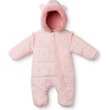 Midimod Kız Bebek Astronot Tulum Kalp Baskılı Fermuarlı Kapüşonlu Long Sleeve Lastikli - Açık Pembe - 12 - 18 Ay