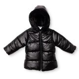 Midimod Kız Bebek Mont Fermuarlı Kapüşonlu Long Sleeve - Siyah