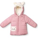 Midimod Kız Bebek Mont Hayvan Baskılı Fermuarlı Kapüşonlu Long Sleeve - Pembe - 1 - 2 Yaş