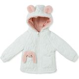 Midimod Kız Bebek Mont Tavşan Baskılı Fermuarlı Kapüşonlu Long Sleeve - Ekru - 3 - 4 Yaş