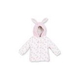 Midimod Kız Bebek Mont Tavşan Baskılı Fermuarlı Kapüşonlu Long Sleeve