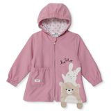 Midimod Kız Bebek Yağmurluk Kapüşonlu Uzun Kol - Pembe