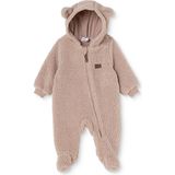 Midimod Unisex Welsoft Tulum Fermuarlı Kapüşonlu Uzun Kol Patikli - Açık Kahverengi - 1 - 3 Ay