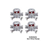 Midkan Sibop kapağı kurukafa model krom renk profesyonel kuru kafa logo sibop kapağı 4 parça set