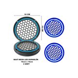 midline 16x16 cm Neon Led Işıklı Midrange Hoparlör Kapağı Yuvarlak Çiftli (2 adt) Mavi midline