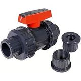 Midline Valve Ağır Hizmet Tipi PVC True Union Küresel Vana Pembe Sap 1-1/2" FIP/Solvent Bağlantıları Gri Plastik (482UT112)