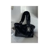 Midnight Juicy Tote Kadın Peluş Omuz Çantası (40*30) - Siyah