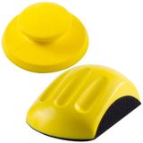 MIDO Professional Abrasive Kanca ve döngü el zımpara bloğu 5 inç fare ve yuvarlak zımpara tutucu 2 adet el zımpara pedi ağaç işleme kanca destek zımpara kağıdı tutucu mobilya için