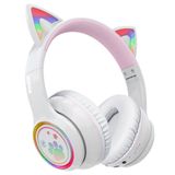 MIDOLA Oyun Bluetooth 5.0 Kablosuz Kedi Kulak Kulaklığı Kulak Üstü Led Işık Katlanabilir Müzik Kulaklığı Aux 3,5 mm (dahili) Mikrofon Yetişkinler ve Çocuklar için Kız Erkek Oyun Pedi Dizüstü
