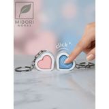 Midori Works 2'li Kalp Clicker Anahtarlık Seti - Bff ve Sevgili Çift Kombini Fidget Stres Oyuncağı - Pembe - Mavi