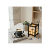MidoriWorks Dekoratif Japon Feneri Masa Lambası - Shoji Zen Tarzı Gece Lambası (LED TEALIGHT HEDİYELİ) Siyah