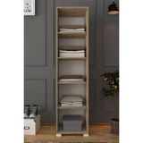 Midoser 40 cm Açık Ceviz-Beyaz 5 Raflı Kiler Tek Kapılı Banyo ve Elbise Dolabı Gardrop