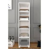 Midoser 40 cm Mat Beyaz 5 Raflı Kiler Tek Kapılı Banyo ve Elbise Dolabı Gardrop
