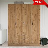 Midoser Atlas 4 Kapılı 2 Çekmeceli 140 cm Atlantik Çam Gardırop