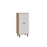 midoser Ayka 2 Kapaklı 5 Raflı ve Çok Amaçlı Dolap Beyaz - Ceviz 129Cm