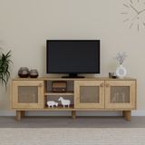 Midoser Bohem Serisi Natura Ceviz-Meşe Pvc Hasır Desen TV Ünitesi Modern Tasarım 160 cm - Safir Meşe