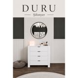 Midoser Duru 90x85 cm Beyaz 4 Çekmeceli Yatak Odası Bebek Odası Şifonyer