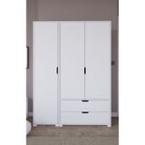 Midoser Duru Mat Beyaz 3 Kapılı 2 Çekmeceli Elbise Dolabı
