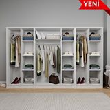 Midoser Kardelen Serisi Beyaz 7 Kapılı 13 Raflı 280 cm Elbise Dolabı