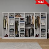 Midoser Kardelen Serisi Beyaz 8 Kapılı 14 Raflı 300 cm Elbise Dolabı