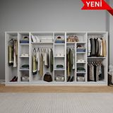 Midoser Kardelen Serisi Beyaz 9 Kapılı 14 Raflı 340 cm Elbise Dolabı