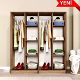 Midoser Kardelen Serisi Çam 4 Kapılı 8 Raflı 2 Askılı Atlantik Çam Gardırop