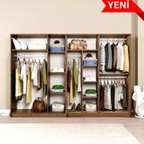 Midoser Kardelen Serisi Çam 7 Kapılı 10 Raflı 4 Askılı Elbise Dolabı 260 cm - Gardırop Seti - Atlantik Çam