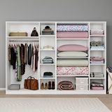 Midoser Loren 6 Kapaklı,15 Raf Bölmeli Yüklük ve Askılıklı Geniş Elbise Dolabı-gardırop Beyaz 190x270 Cm