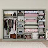 Midoser Loren 6 Kapaklı,15 Raf Bölmeli Yüklük ve Askılıklı Geniş Elbise Dolabı-gardırop Kül Yeşili 190x270 Cm